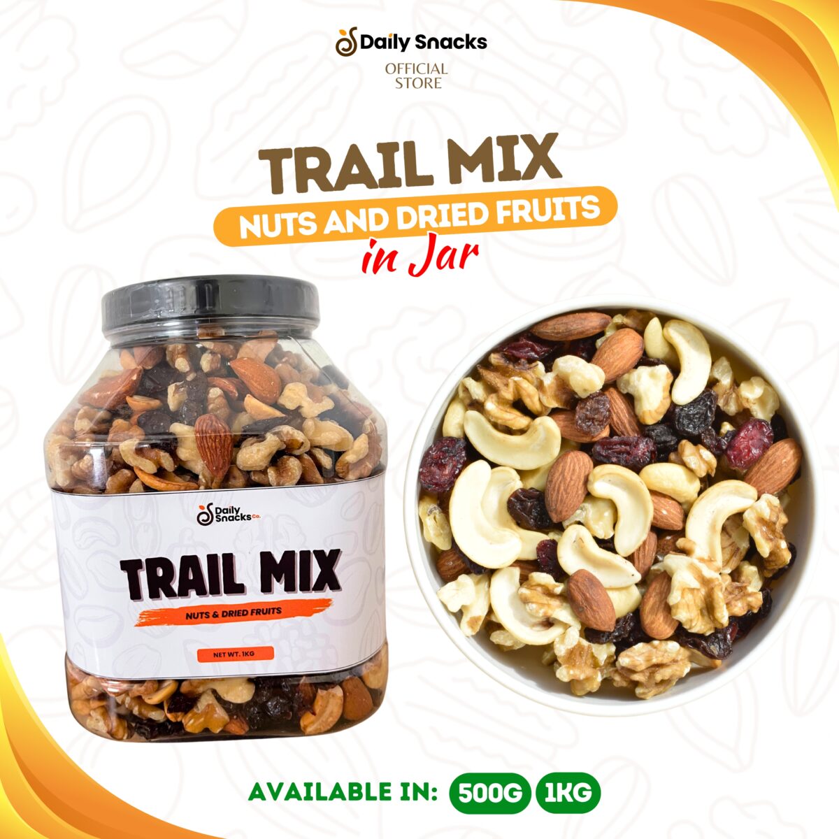 Trail Mix Nuts and Dried Fruits in Jar – Daily Snacks